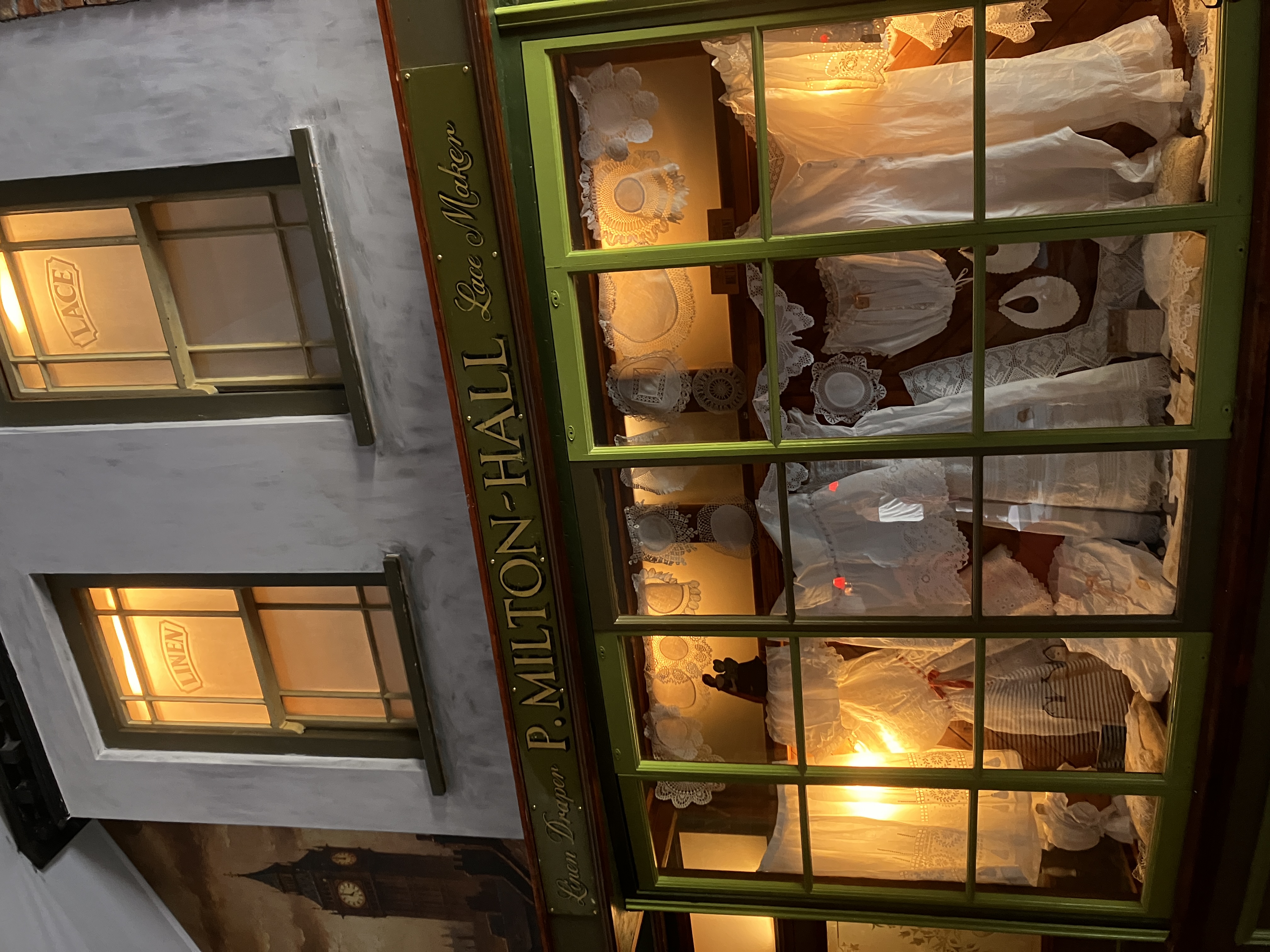 Victorian linen and lace shop front at Kynren